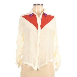 Line & Dot 100% Silk Long Sleeve Blouse Top Medium